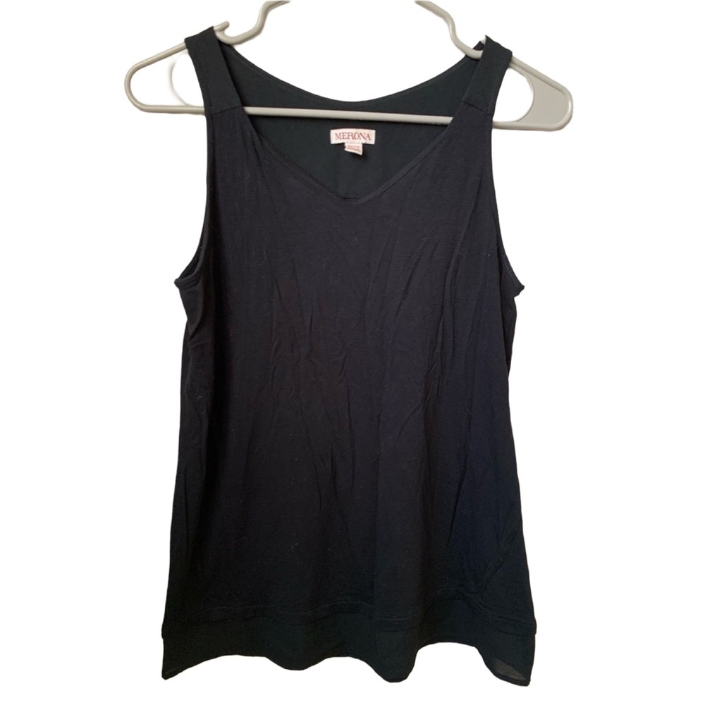 MERONA Women’s Black Sleeveless Tank Rayon Spandex Tee Shirt